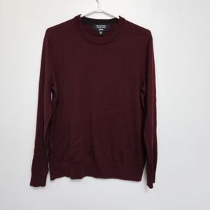 Banana Republic Mens Sz M 100% Italian Fine Merino Wool Maroon Crew Neck Sweater